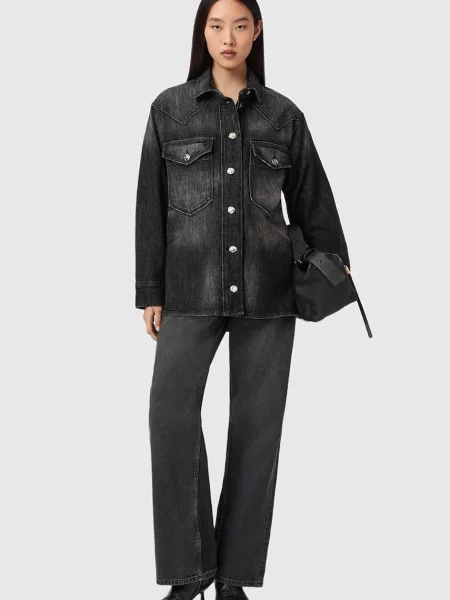 Классическая ошейниковый рубашка Allsaints черная