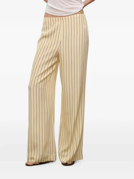 Pantaloni Staud de mătase cu dungi cu imagine galben