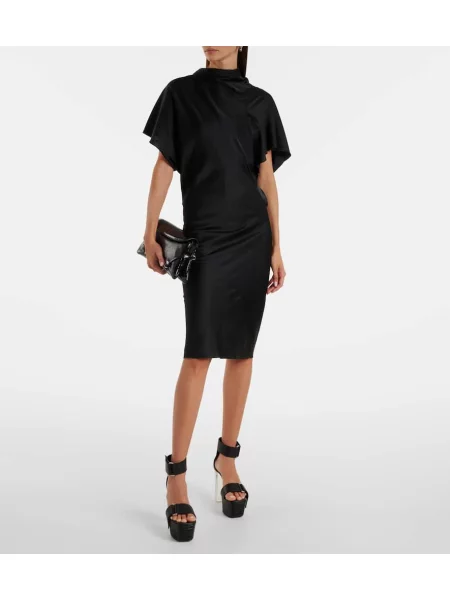 Rochie midi Rick Owens drapată până la genunchi de costum negru