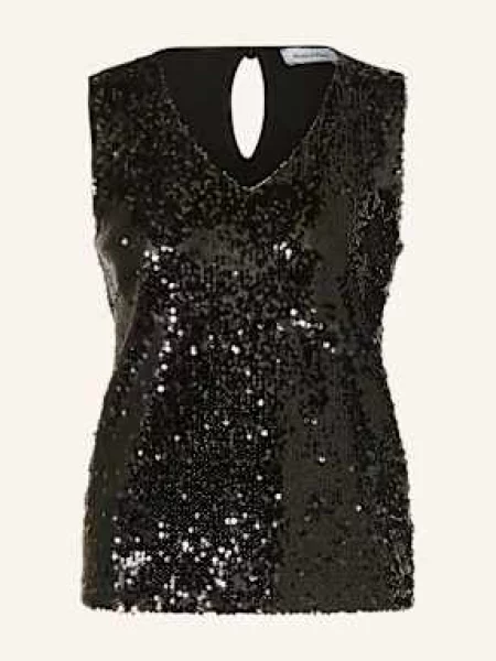 More & More Bluzka Bez Rękawów Z Cekinami schwarz czarna