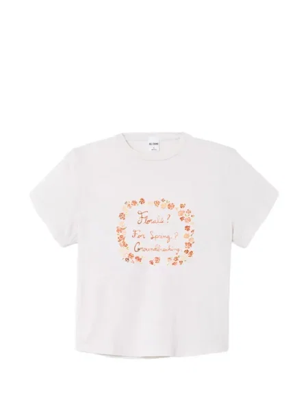 Tricou Re/done cu model floral cu imagine alb