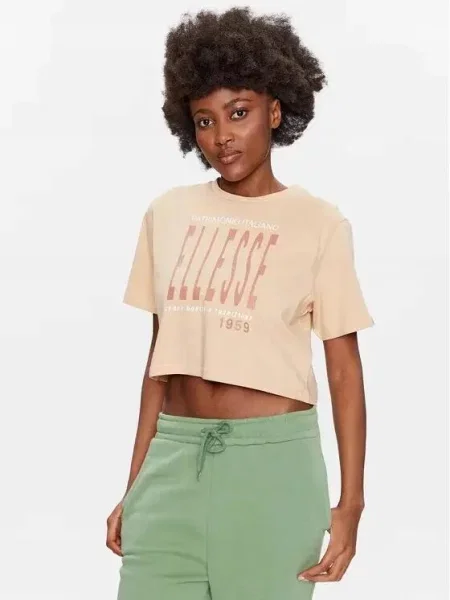 T-SHIRT KOSZULKA CROP ELLESSE beżowa