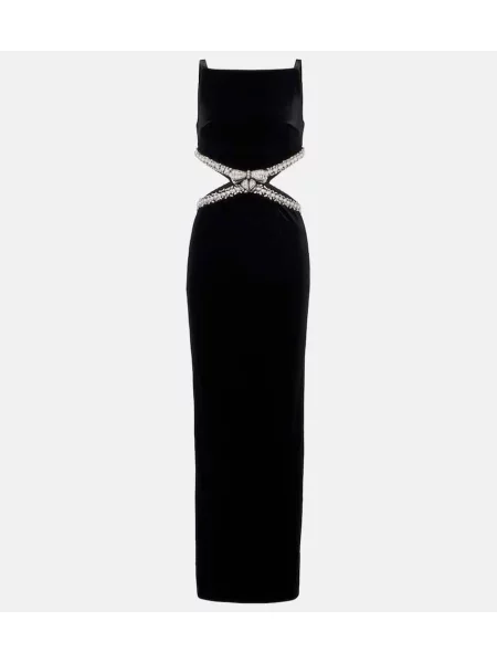 Rochie maxi Self-portrait de catifea de costum negru