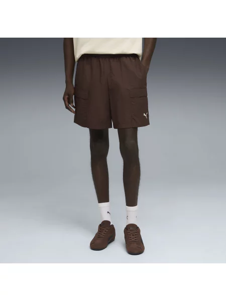 PUMA bojówki o luźnym kroju WARDROBE ESS 6" Odzież S brązowy