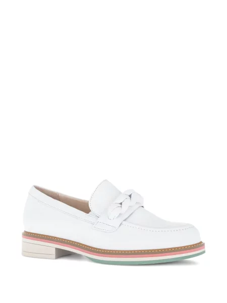 Pantofi loafer Gabor din piele țesuți alb