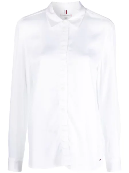 Lung cămașă Tommy Hilfiger din satin alb