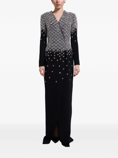 Rochie de seară Dina Melwani din crep negru