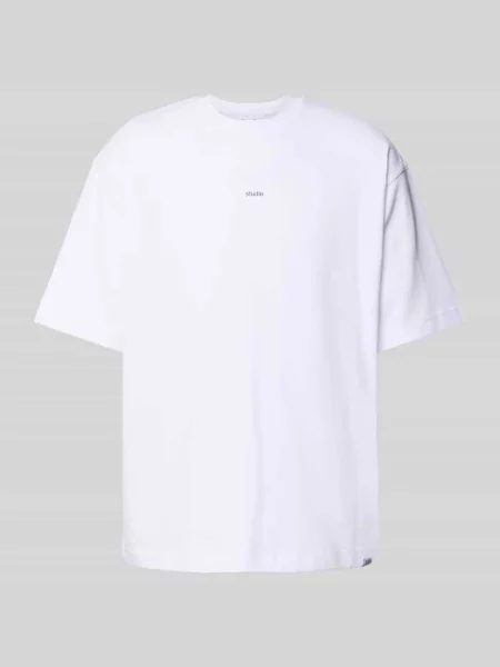 T-shirt o kroju regular fit z czystej bawełny Seidensticker Studio biała