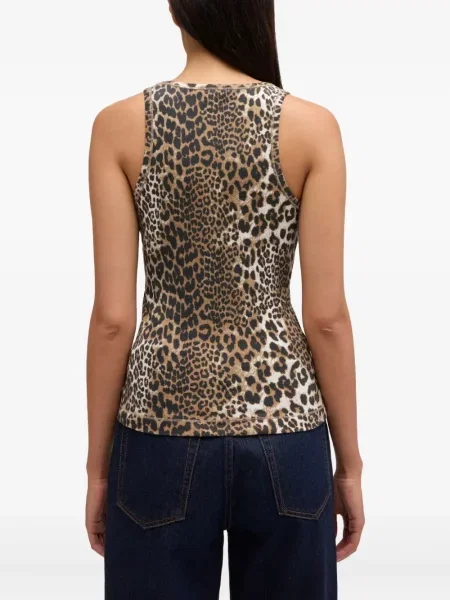 Top Ganni cu imagine cu model leopard maro