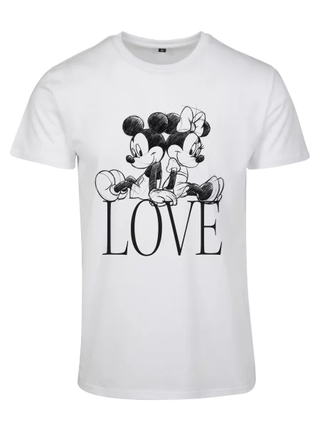 Merchcode Tricou Minnie Loves Mickey negru / alb roz
