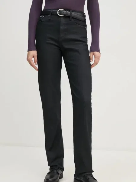 Дънки Calvin Klein Jeans с висока талия черно