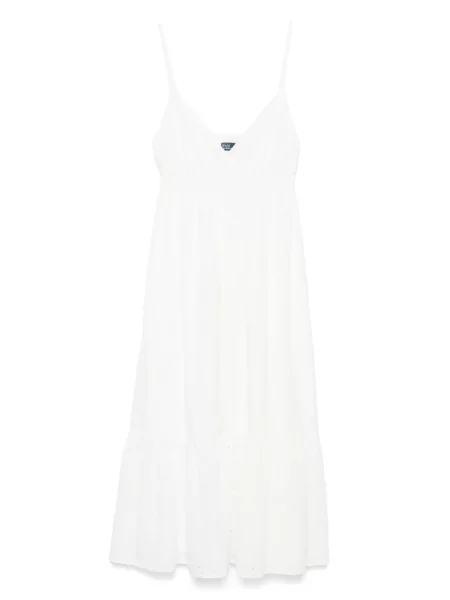 Rochie midi Polo Ralph Lauren cu broderie până la genunchi de costum alb