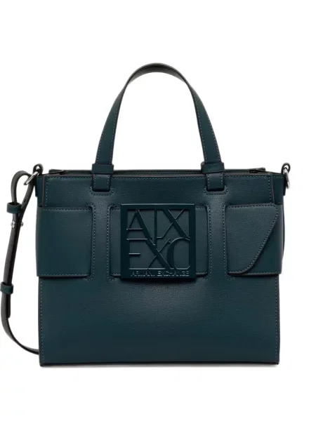Geantă shopper Armani Exchange cu autograf verde