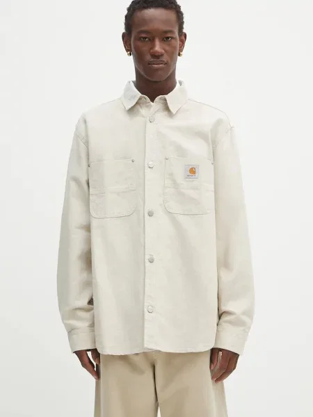 Carhartt WIP cămașă din amestec de in Walter cu guler clasic relaxed bej