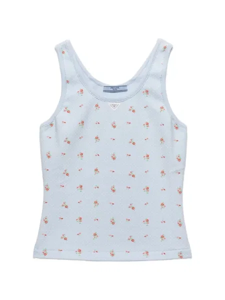 Top Prada tricotate cu imagine albastru