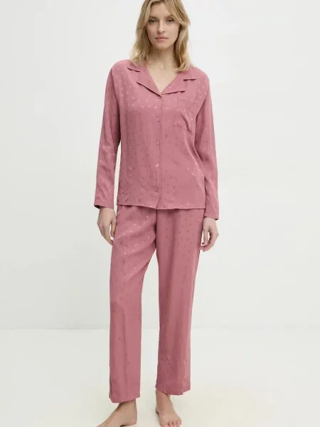 Пижама Answear Lab дамска от сатен розово