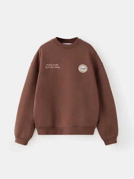 Bluza oversize z nadrukiem czekoladowy Dzieci lata MANGO KIDS
