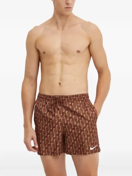 Slip de baie Nike cu cordon cu imagine tricotate albastru