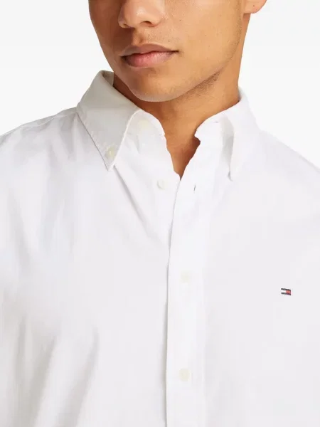 Cămașă Tommy Hilfiger cu mâneci lungi lungă alb
