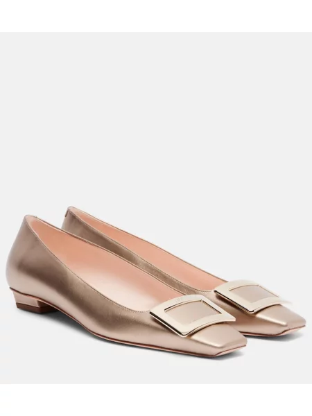 Balerini Roger Vivier din piele auriu