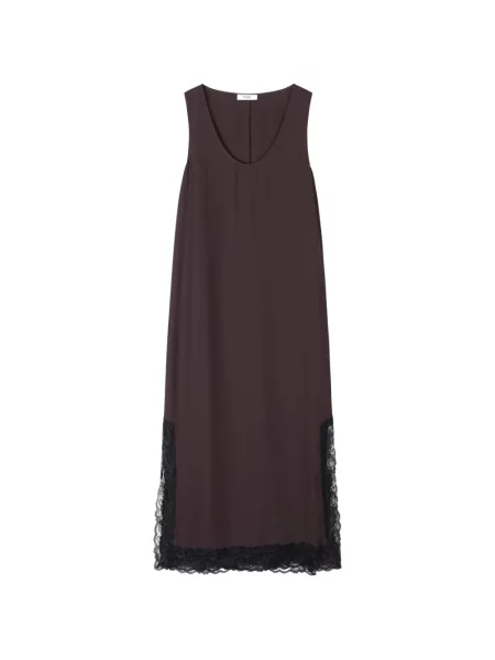 Rochie maxi Stylein fără mâneci din dantelă maro