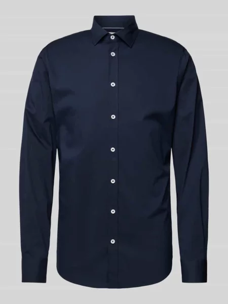 Koszula biznesowa o kroju tailored fit z kołnierzykiem typu kent S.oliver Black Label granatowa