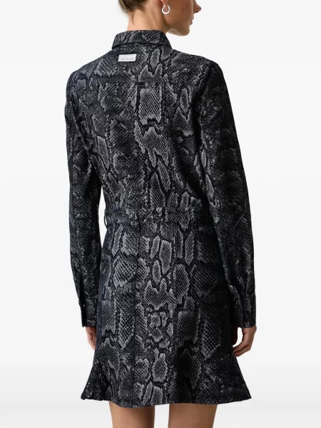 Rochie mini Trussardi cu imagine cu model piele de șarpe negru