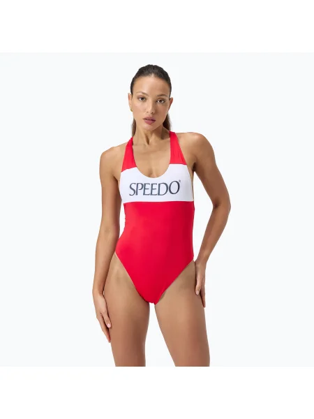 Speedo Colourblock Racerback női egyrészes fürdőruha nagy kockázatú piros. Méret: XL piros