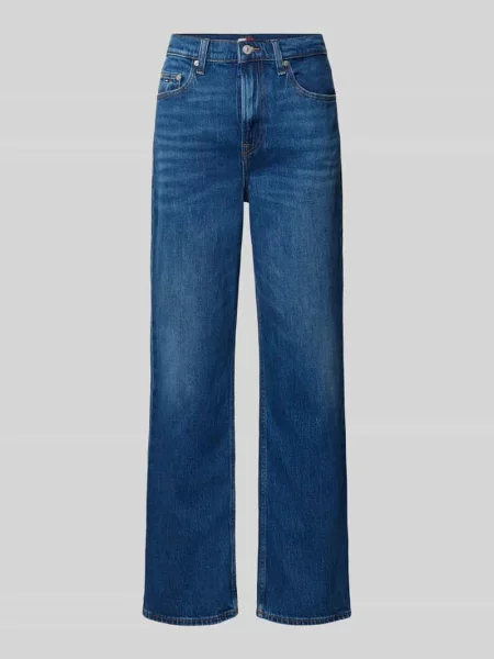 Jeansy o kroju straight fit z mieszanki bawełny Tommy Jeans niebieskie