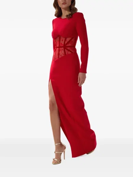 Копринена рокля Silk Love & Lace червено