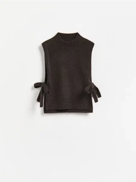 Reserved Poncho din amestec de lână maro-închis maro
