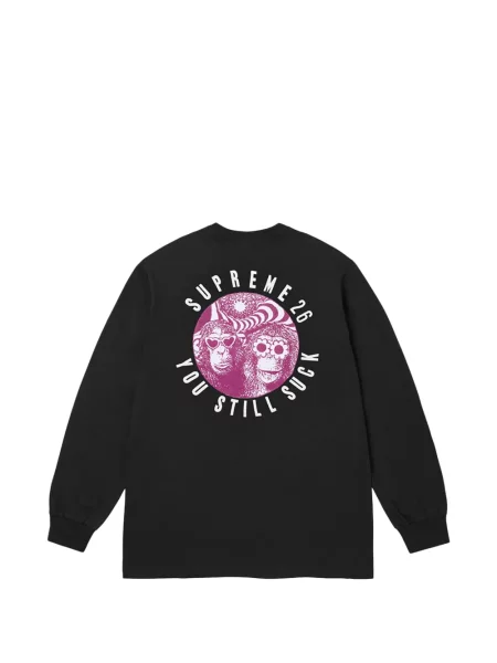 Lung tricou Supreme cu imagine negru