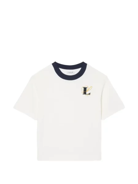 Tricou Lacoste cu broderie din jerseu alb
