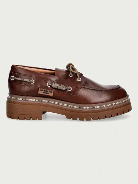 Weekend Max Mara mocasini pentru femei din piele maro