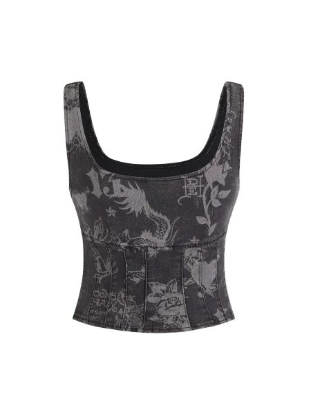 Top din denim Ed Hardy gri