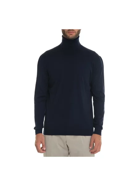 Sweter z golfem Kiton z kaszmiru do golfa niebieski