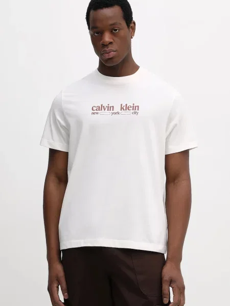 Tričko Calvin Klein Jeans béžová