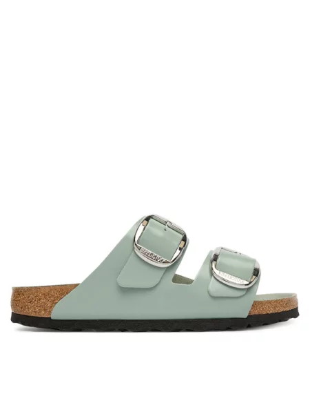 Шлепанцы Birkenstock с пряжкой зеленые