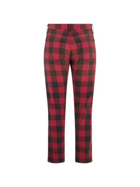 Kockás tapered karcsúsított farmernadrág Moschino piros