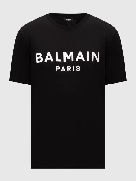 Футболка з принтом логотипа Balmain чорна