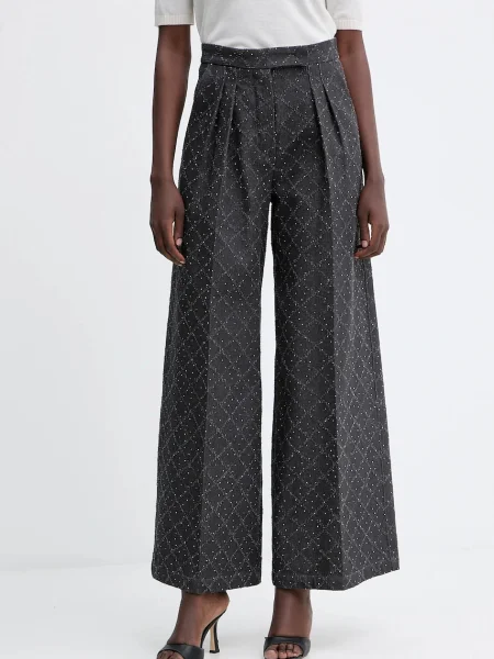 Simona Corsellini pantaloni de lat high waist gri