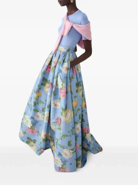 Virágos maxi szoknya Carolina Herrera nyomtatás kék
