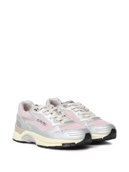 Sneakerși Autry din piele cu pene gri