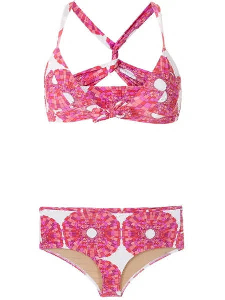 Bikini Amir Slama cu imagine cu imprimeu abstract alb