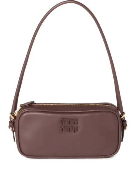 Mini geantă Miu Miu din piele mini maro