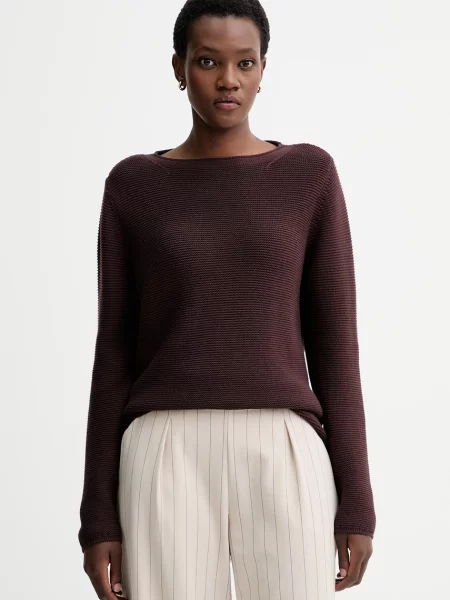 Sweter z dzianiny o kroju regular fit z czystej bawełny Marc O'polo brązowy