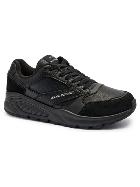 Armani Exchange Sneakers cu adaos de piele negru