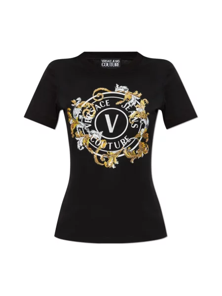 Koszulka Versace Jeans Couture z nadrukiem czarna