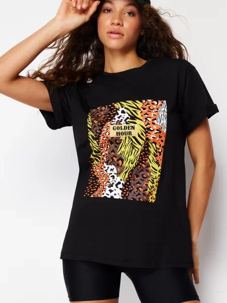 Tricou Trendyol cu imagine negru