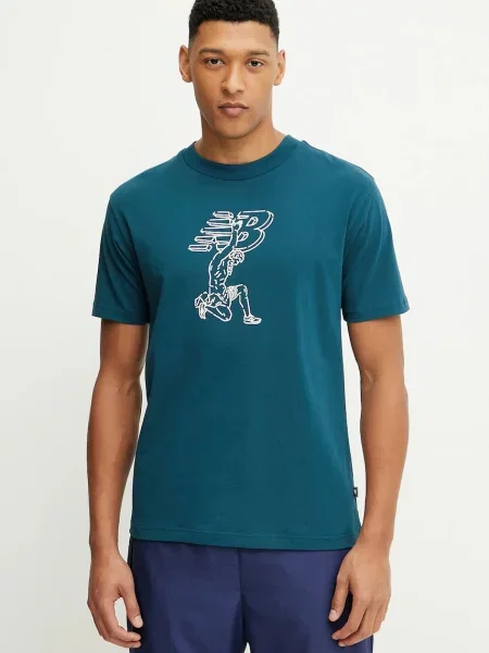 Тениска New Balance тюркоазено с принт